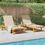 Sun loungers with wheels, 2 pieces, with table and cushion made of solid acacia wood | Foro24.es | Tu tienda online para hogar, jardín y más Foro24.es