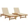 Sun loungers with wheels, 2 pieces, with table and cushion made of solid acacia wood | Foro24.es | Tu tienda online para hogar, jardín y más Foro24.es