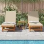 Sun loungers with wheels, 2 pieces, with table and cushion made of solid acacia wood | Foro24.es | Tu tienda online para hogar, jardín y más Foro24.es