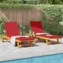 Tumbonas con Ruedas 2 pcs, mesa y cojín de madera maciza de acacia de , Tumbonas - Ref: Foro24-3325210, Precio: 451,77 €, Des...