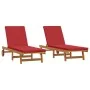 Sun loungers with wheels 2 pcs, table and cushion made of solid acacia wood | Foro24.es | Tu tienda online para hogar, jardín y más Foro24.es