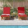 Sun loungers with wheels 2 pcs, table and cushion made of solid acacia wood | Foro24.es | Tu tienda online para hogar, jardín y más Foro24.es