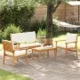Conjunto de Sofá de Jardín de 4 Piezas con Cojines de Madera Sólida de Acacia | Foro24.es | Tu tienda online para hogar, jardín y más Foro24.es