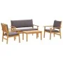 4-teiliges Gartensofa-Set mit Kissen aus massivem Akazienholz von , Outdoor-Sofas - Ref: Foro24-3325228, Preis: 352,86 €, Rab...