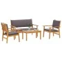 4-teiliges Gartensofa-Set mit Kissen aus massivem Akazienholz von , Outdoor-Sofas - Ref: Foro24-3325228, Preis: 352,86 €, Rab...