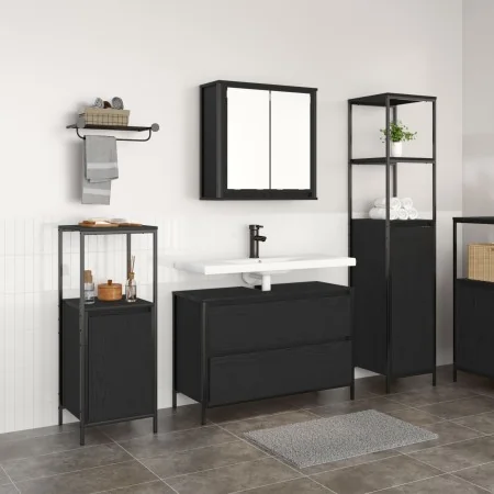 3-teiliges Badmöbel-Set aus schwarzem Eichenholz von , Badezimmerwaschtische - Ref: Foro24-3328359, Preis: 200,23 €, Rabatt: %