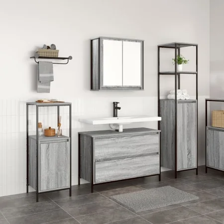 Conjunto de Muebles de Baño de 3 Piezas Gris Sonoma de Madera Elaborada de , Tocadores de baño - Ref: Foro24-3328362, Precio:...