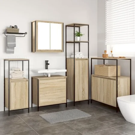 5-teiliges Badmöbel-Set aus Sonoma-Eichenholzwerkstoff von , Badezimmermöbel - Ref: Foro24-3328370, Preis: 303,48 €, Rabatt: %