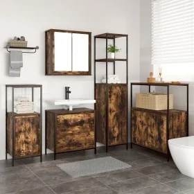 5-teiliges Badmöbel-Set aus geräucherter Eiche mit abgeleitetem Holz von , Badezimmermöbel - Ref: Foro24-3328371, Preis: 302,...