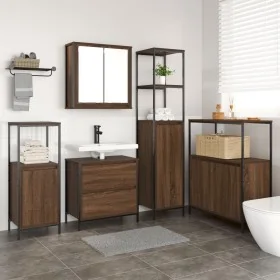 5-Piece Bathroom Furniture Set in Brown Oak Wood by , Bathroom furniture - Ref: Foro24-3328373, Price: 312,76 €, Discount: %
