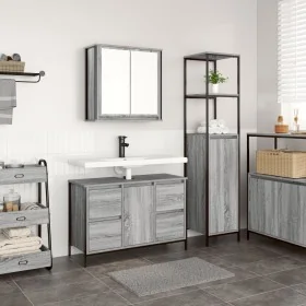 2-teiliges Badezimmermöbel-Set Sonoma Grey aus