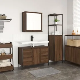2-Piece Bathroom Furniture Set in Brown Oak Wood