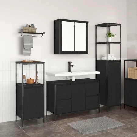 3-Piece Bathroom Furniture Set - Engineered Wood in Black Oak by , bathroom vanities - Ref: Foro24-3328379, Price: 216,67 €, ...