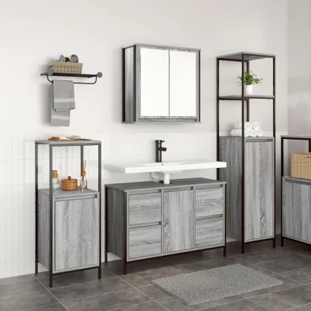 3-piece bathroom furniture set in sonoma gray wood by , bathroom vanities - Ref: Foro24-3328382, Price: 210,44 €, Discount: %