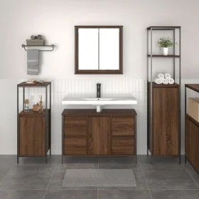 3-Piece Bathroom Furniture Set - Brown Oak Crafted Wood by , bathroom vanities - Ref: Foro24-3328383, Price: 210,81 €, Discou...