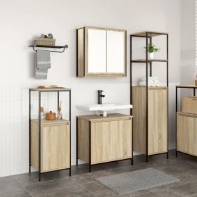3-teiliges Badezimmermöbel-Set aus Sonoma-Eiche aus Holzwerkstoff von , Badezimmerwaschtische - Ref: Foro24-3328395, Preis: 1...