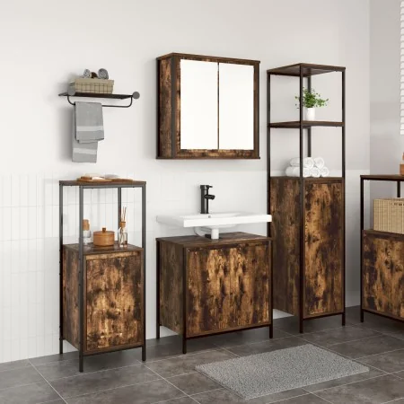 Juego de muebles de baño de 3 piezas en roble ahumado - Madera compuesta de , Tocadores de baño - Ref: Foro24-3328396, Precio...