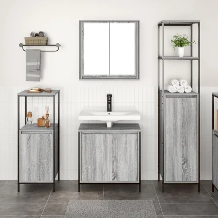 Conjunto de Muebles de Baño de 3 Piezas en Madera Ingenierizada Gris Sonoma de , Tocadores de baño - Ref: Foro24-3328397, Pre...