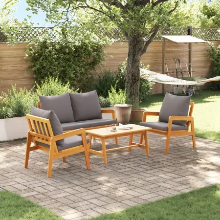4-teiliges Bistro-Set mit Kissen aus massivem Akazienholz von , Outdoor-Sofas - Ref: Foro24-3328606, Preis: 375,27 €, Rabatt: %