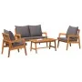 Juego de Bistro de 4 Piezas con Cojines de Madera Maciza de Acacia de , Sofás de exterior - Ref: Foro24-3328606, Precio: 378,...