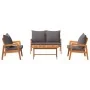 4-teiliges Bistro-Set mit Kissen aus massivem Akazienholz von , Outdoor-Sofas - Ref: Foro24-3328606, Preis: 375,27 €, Rabatt: %