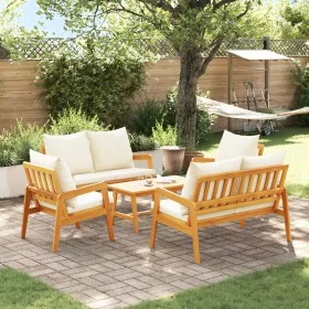 5-Piece Bistro Set with Solid Acacia Wood Cushions