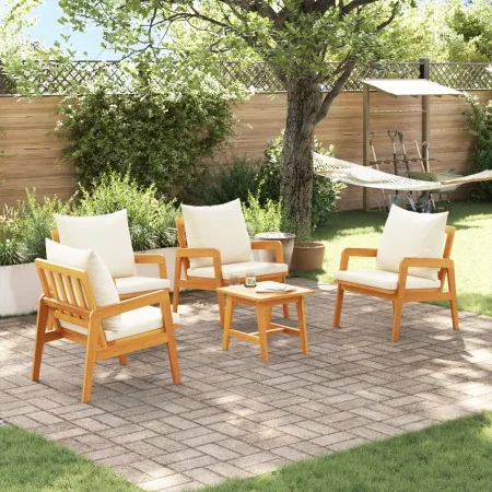 Conjunto de Bistro de 5 Piezas con Cojines de Madera Sólida de Acacia | Foro24.es | Tu tienda online para hogar, jardín y más Foro24.es