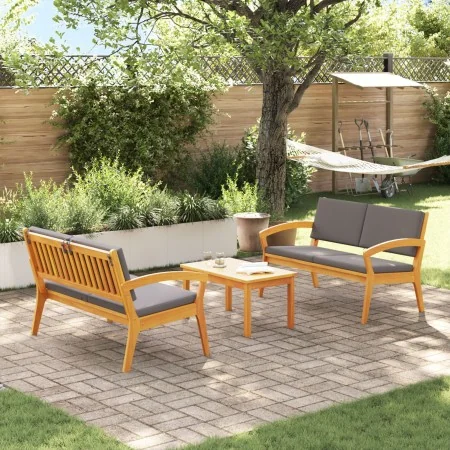 Conjunto bistró de 3 piezas con cojines - Madera maciza de acacia | Foro24.es | Tu tienda online para hogar, jardín y más Foro24.es