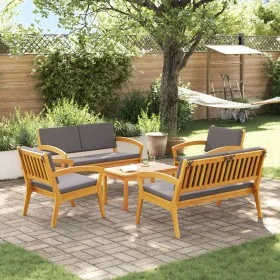 5-Piece Bistro Set with Solid Acacia Wood Cushions