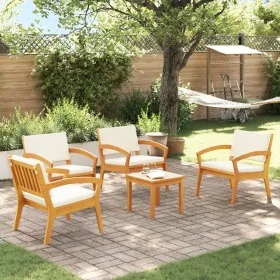 5-Piece Bistro Set with Solid Acacia Wood Cushions