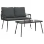 2-teiliges Garten-Esszimmerset mit Kissen Rattan Polyester Schwarz von , Gartenstühle - Ref: Foro24-3328646, Preis: 182,65 €,...