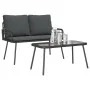 2-teiliges Garten-Esszimmerset mit Kissen Rattan Polyester Schwarz von , Gartenstühle - Ref: Foro24-3328646, Preis: 182,65 €,...