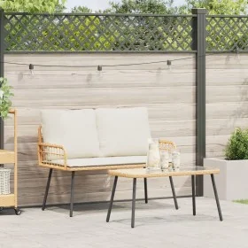 Conjunto de Comedor de Jardín de 2 Piezas con Cojines de Poliratán Natural de , Sillas de jardín - Ref: Foro24-3328647, Preci...