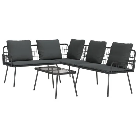 2-Piece Garden Sofa Set with Black Cushions in Rattan | Foro24.es | Tu tienda online para hogar, jardín y más Foro24.es