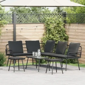 4-Piece Garden Sofa Set with Black Synthetic