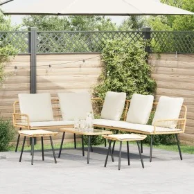 4-piece garden sofa set with poly natural rattan