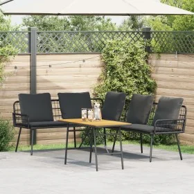 2-Piece Garden Sofa Set with Black Polyrattan