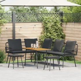 4-Piece Garden Sofa Set with Black Rattan