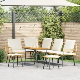 4-Piece Garden Sofa Set with Natural Rattan
