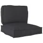 2 Piece Black Polyester Rectangular Pallet Cushion Set | Foro24.es | Tu tienda online para hogar, jardín y más Foro24.es