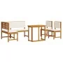 4-Piece Garden Dining Set with Cushions - Solid Acacia Wood by , garden benches - Ref: Foro24-3329101, Price: 473,42 €, Disco...