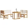Conjunto de Comedor de Jardín de 4 Piezas con Cojines - Madera Maciza de Acacia de , Bancos de jardín - Ref: Foro24-3329101, ...