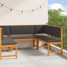 5-piece garden set with solid acacia wood cushions