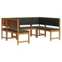 Juego de jardín de 5 piezas con cojines de madera de acacia maciza de , Bancos de jardín - Ref: Foro24-3329104, Precio: 556,3...