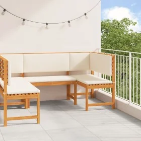 3-Piece Garden Set with Cushions in Solid Acacia