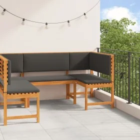 3-Piece Garden Set with Acacia Wood Cushions