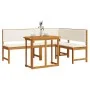 Set de Bistro de Jardín de 3 Piezas con Cojines de Madera Maciza de Acacia de , Bancos de jardín - Ref: Foro24-3329107, Preci...