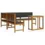 4-teiliges Garten-Esszimmerset mit Kissen aus massivem Akazienholz von , Gartenbänke - Ref: Foro24-3329110, Preis: 568,76 €, ...