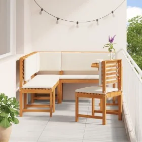 Conjunto de comedor de jardín de 6 piezas con cojines de madera maciza de acacia de , Mesas de jardín - Ref: Foro24-3329117, ...