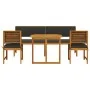 Juego de Comedor para Jardín de 5 Piezas con Cojines de Madera Maciza de Acacia de , Mesas de jardín - Ref: Foro24-3329120, P...